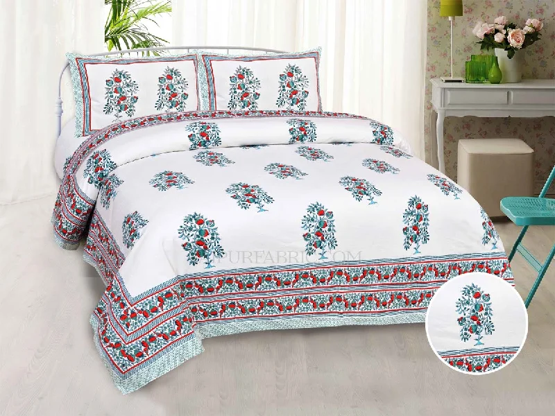 Blue Jaipur Heritage Block Print Super Fine Cotton King Size Bedsheet