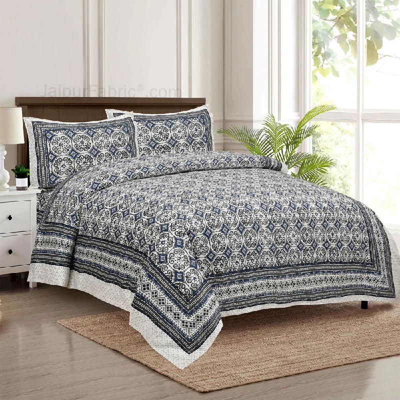 Blue Pattern Jaipur Fabric Double Bed Sheet