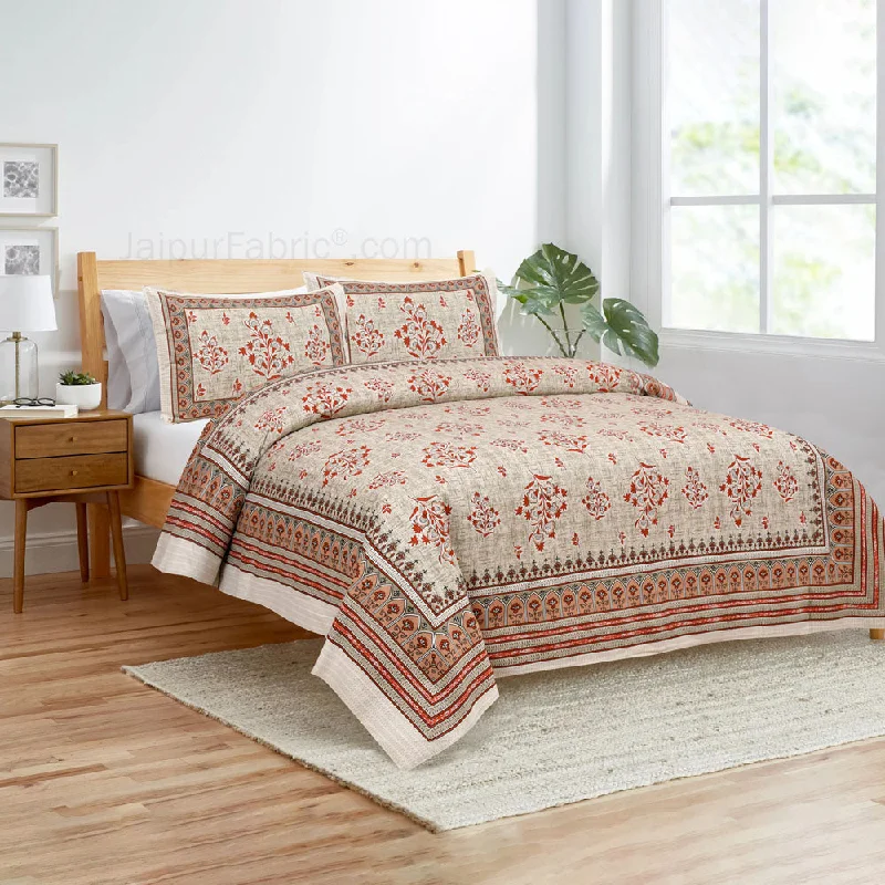 Brownish Jaipur Fabric Double Bed Sheet