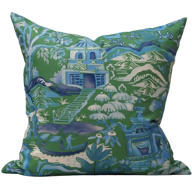 Gardens of Chinoiserie Pillow Cover in Herbal Green