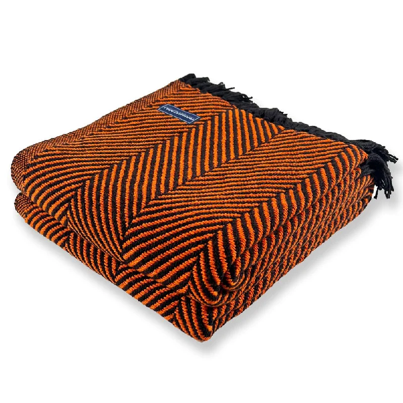 Halloween Monhegan Cotton Throw - Carved Pumpkin Orange