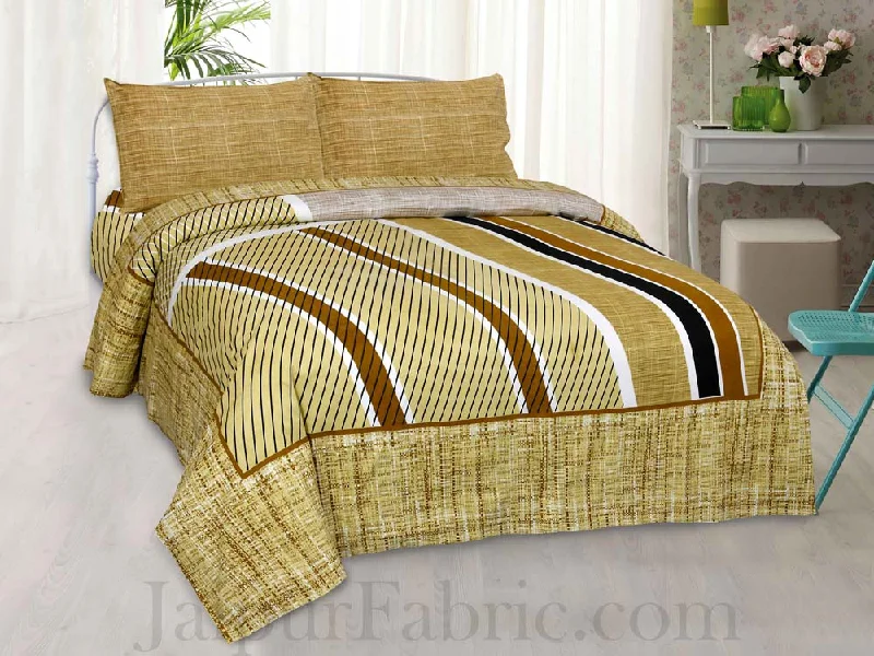 Jaipur Fabric Classic Trendy Multi Design Mustard Cotton Double Bedsheet