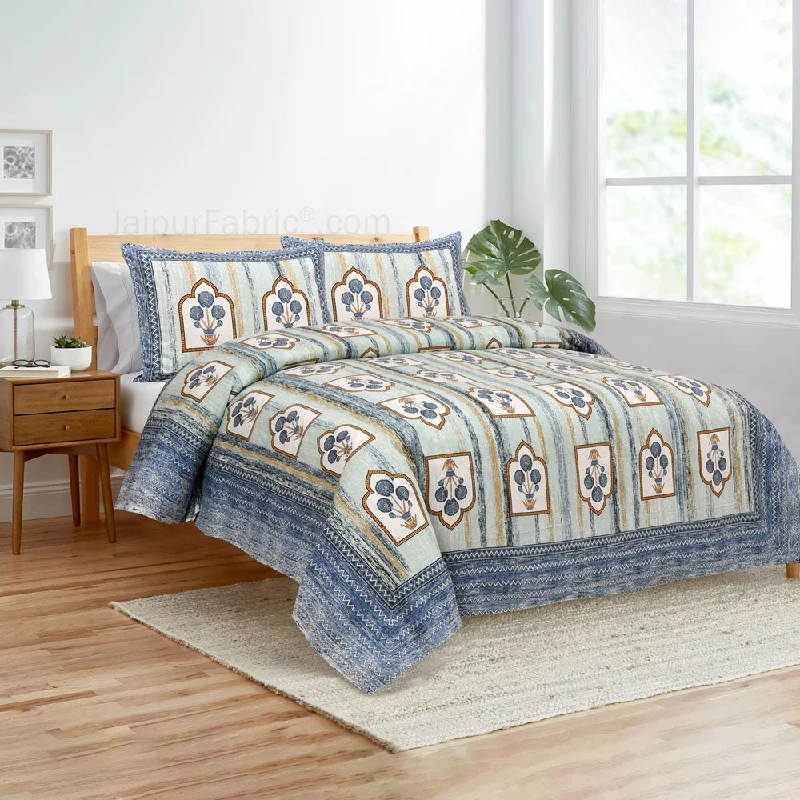 Jharokha Blue Jaipur Fabric Double Bed Sheet