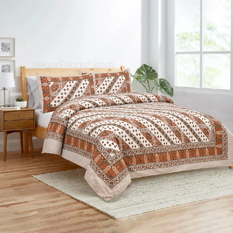 Lienage Brown Jaipur Fabric Double Bed Sheet