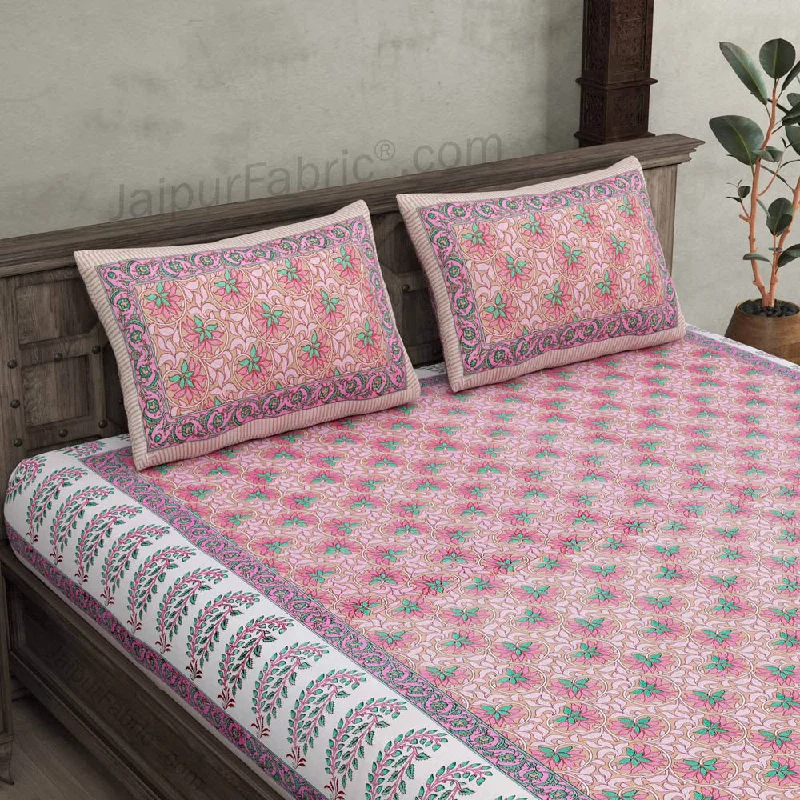 Lovely Lotus Peach Double Bedsheet