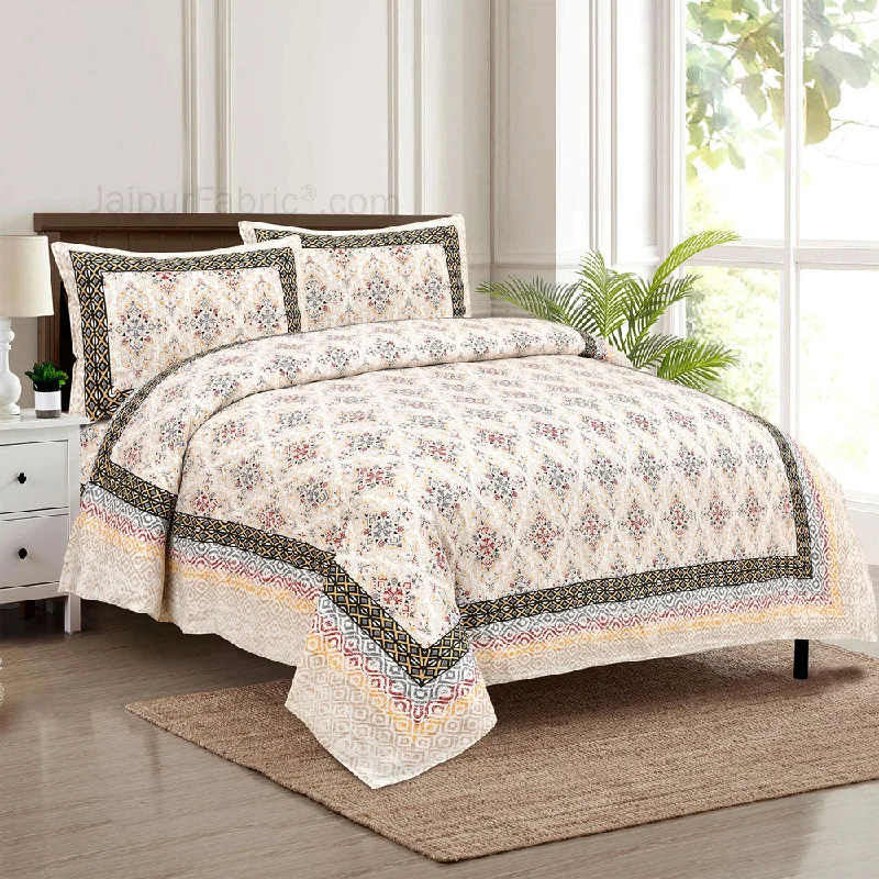 Modern Tradition Cream Jaipur Fabric Double Bed Sheet