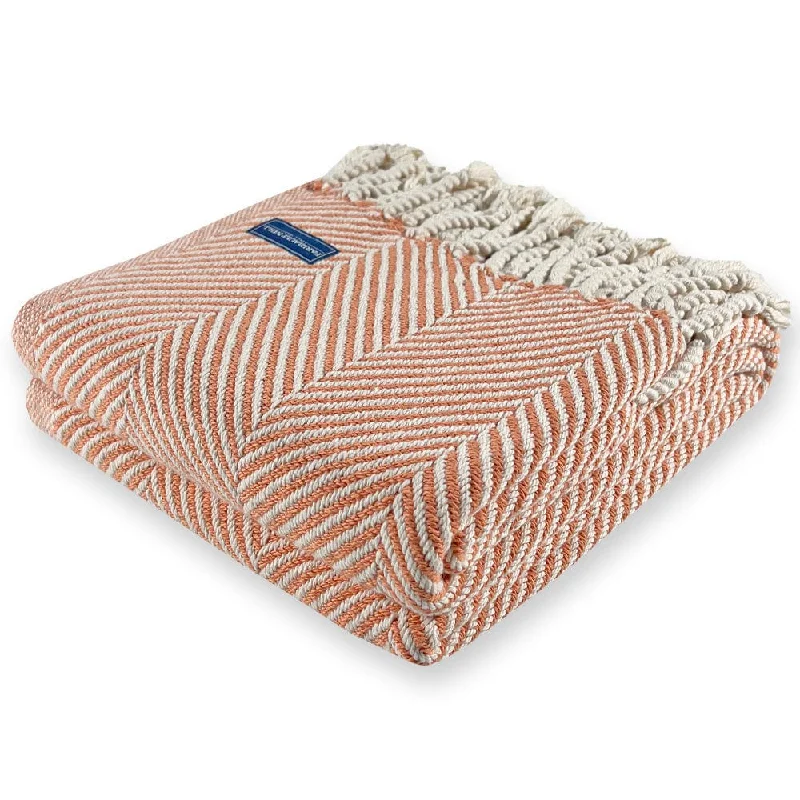 Monhegan Cotton Throw With Fringe - Bittersweet