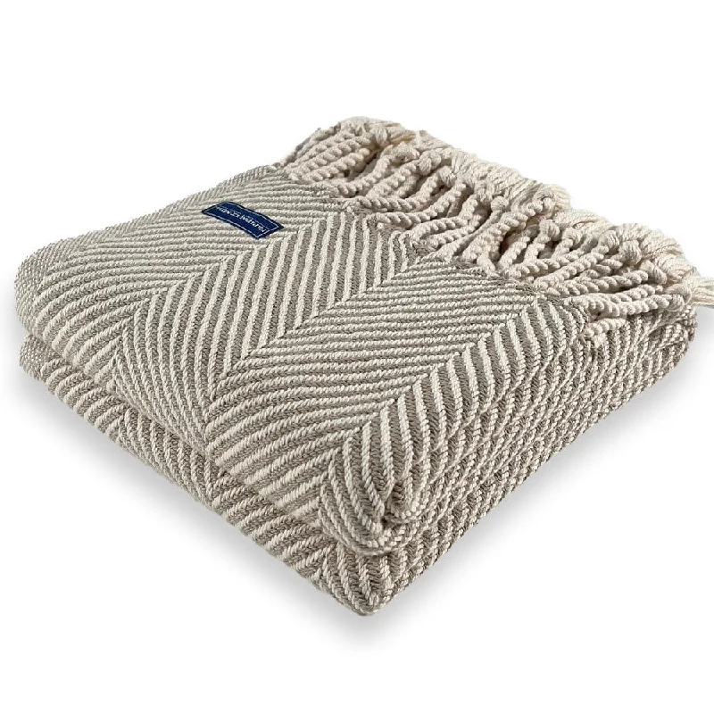 Monhegan Cotton Throw With Fringe - Stone