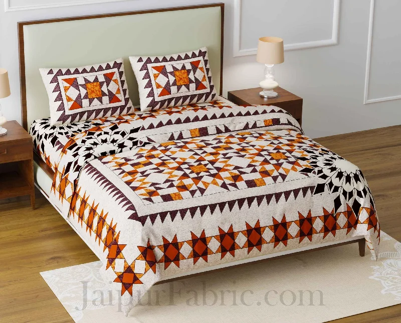 Multi-color Modern Geometric Cotton Jaipur Double Bedsheet