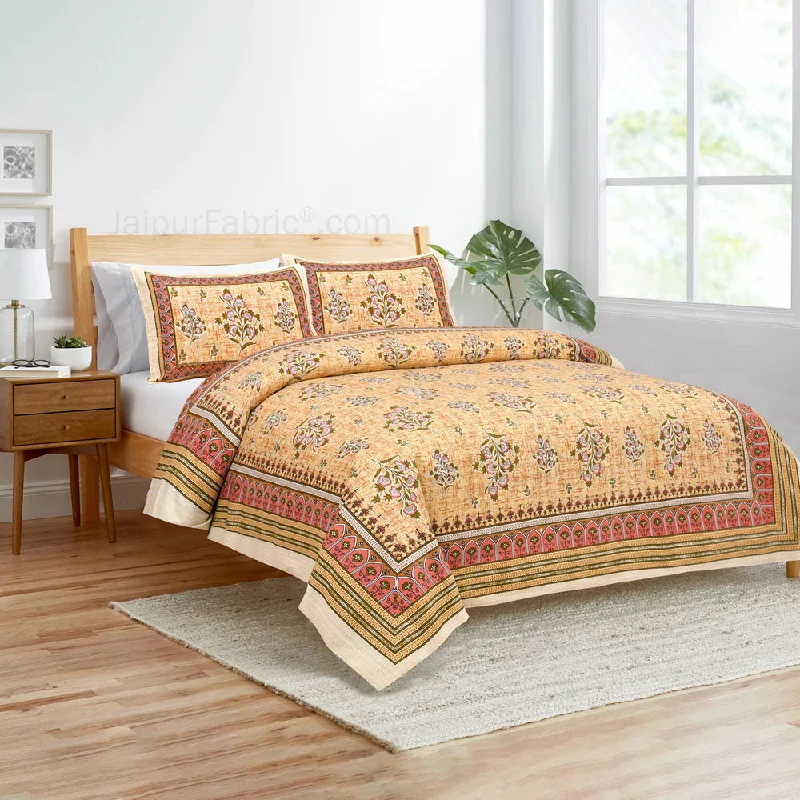 Yellowish Jaipur Fabric Double Bed Sheet