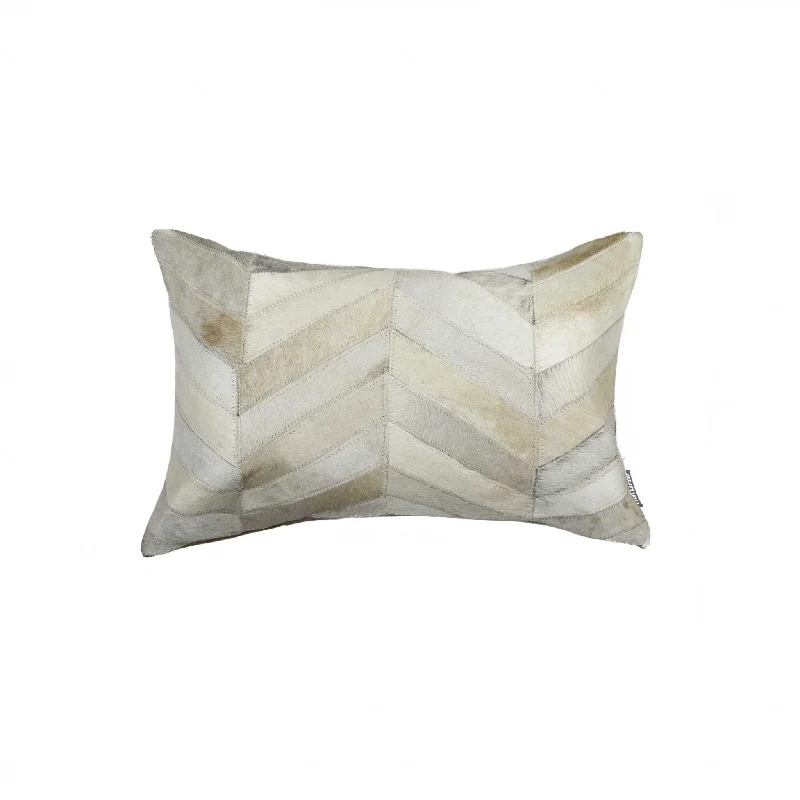 12" X 20" Natural Chevron Cowhide Throw Pillow