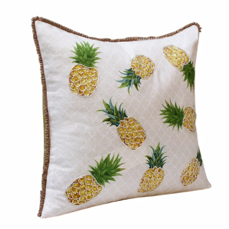 20" X 20" Yellow And Green Polyester Tropical Zippered Pillow