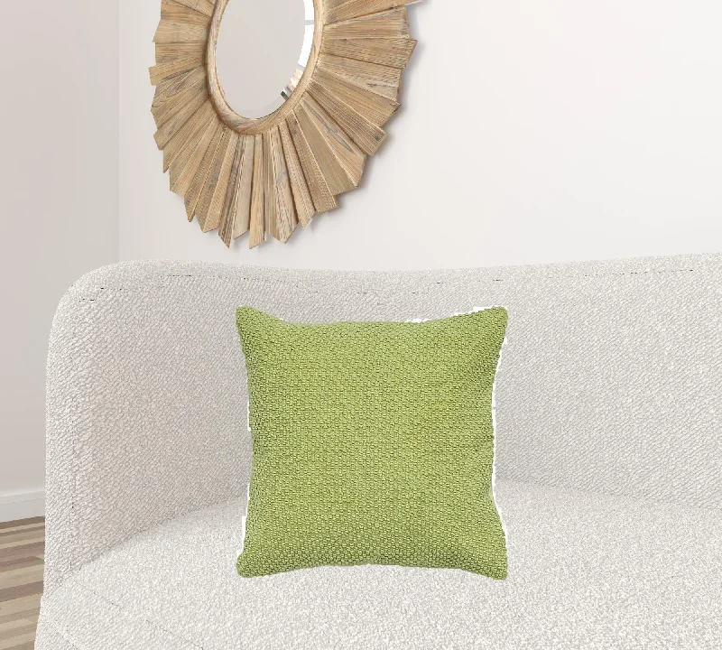 Green Nubby Textured Modern Throw Pillow