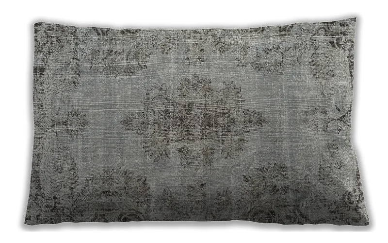 Traditional Classic Indoor Outdoor Rectangular Gray Lumbar Throw Pillow, 13 inch by 19 inch, lbtr3331