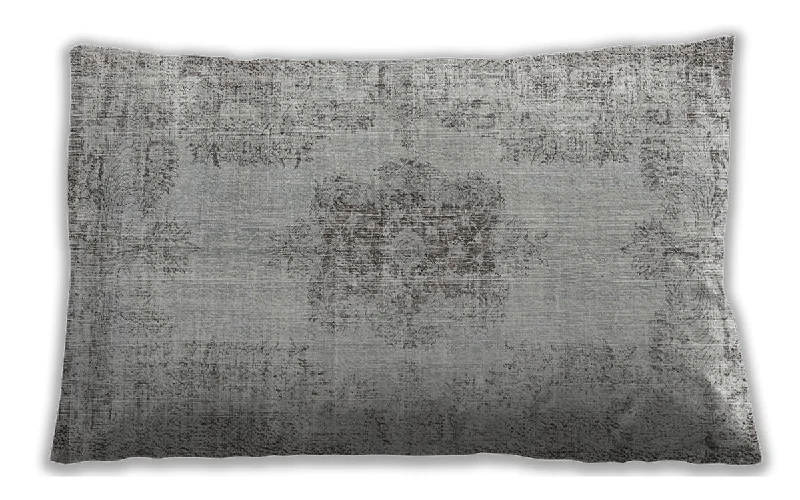 Traditional Classic Indoor Outdoor Rectangular Gray Lumbar Throw Pillow, 13 inch by 19 inch, lbtr3404